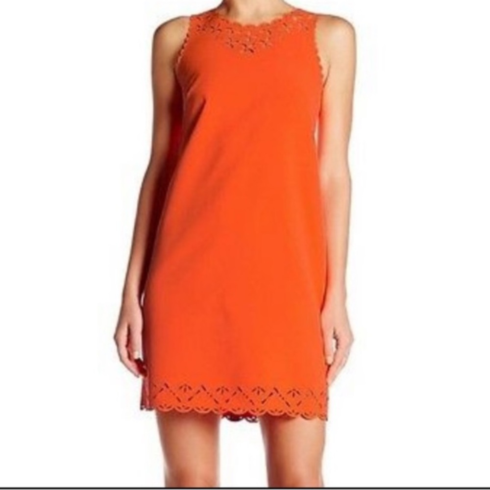 J Crew Laser Cut Sleeveless Dress, Orange, size 4‎ - Picture 2 of 11